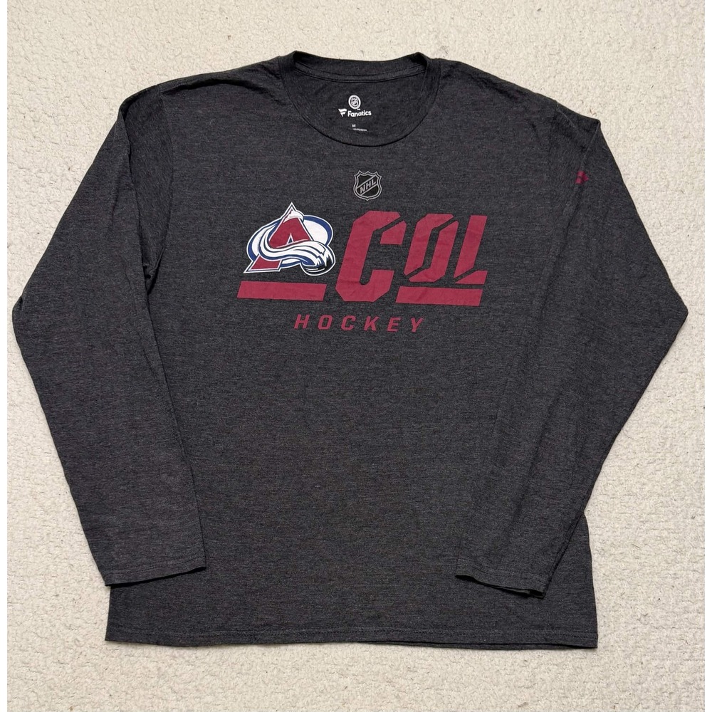 Fanatics Mens Colorado Avalanche T-shirt Graphic Tee M Gray Long Sleeve NHL